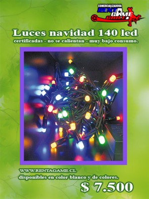 RENTAGAME CHILE Anuncios de arte, joyas, cosas valiosas en La Cisterna |  Luces navidad 140 led, blanca o de colores/ $ 7.500, Rentagame: es lider en iluminacion led