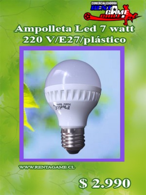 RENTAGAME CHILE Anuncios de arte, joyas, cosas valiosas en La Cisterna |  Ampolleta led 7 watt / 220 volt / luz fria/luzcalida/pl precio $ 2.990, Rentagame: es lider en iluminacion led