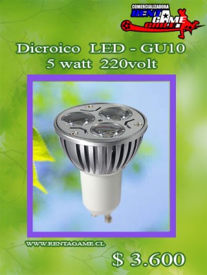 RENTAGAME CHILE Anuncios de arte, joyas, cosas valiosas en La Cisterna |  Dicroico  led - gu10 5 watt  220volt/ luzfria o calida precio: $ 3.600, Rentagame: es lider en iluminacion led
