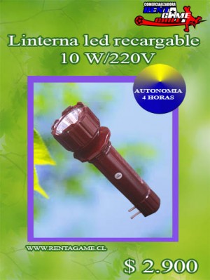RENTAGAME CHILE Anuncios de arte, joyas, cosas valiosas en La Cisterna |  Linterna led 2 funciones recargable 10 watt precio: $ 2.900, Rentagame: es lider en iluminacion led