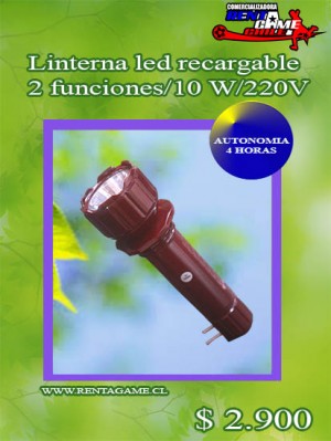 RENTAGAME CHILE Anuncios de arte, joyas, cosas valiosas en La Cisterna |  Linterna led 2 funciones recargable 10 watt precio: $ 2.900, Rentagame: es lider en iluminacion led